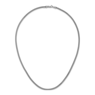 14K White Gold 3mm Hollow Popcorn Mesh Chain – view 6