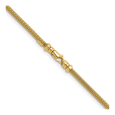 14K Yellow Gold 3mm Hollow Popcorn Mesh Chain – view 4