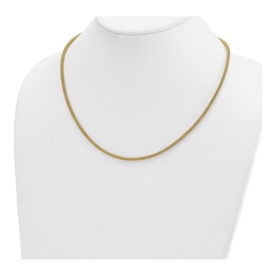 14K Yellow Gold 3mm Hollow Popcorn Mesh Chain – view 5