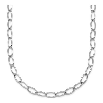 14K White Gold 4.5mm Oval Open Link Chain