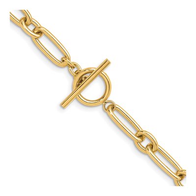 14K Yellow Gold 7.5mm Hollow Fancy Toggle Link Chain – view 4
