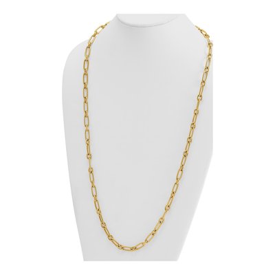 14K Yellow Gold 7.5mm Hollow Fancy Toggle Link Chain – view 5