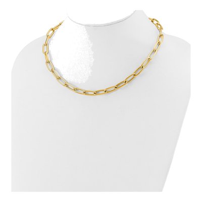 14K Yellow Gold 7.5mm Hollow Toggle Paperclip Chain – view 4
