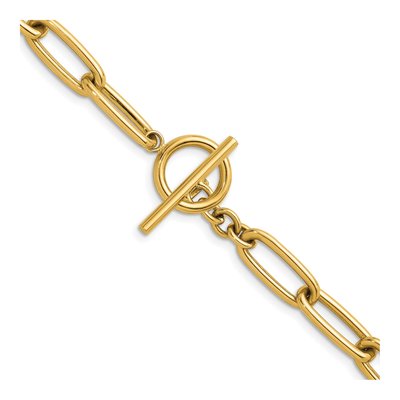 14K Yellow Gold 7.5mm Hollow Toggle Paperclip Chain – view 5
