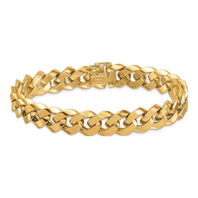 14K Yellow Gold 11mm Curb Chain Bracelet – view 5