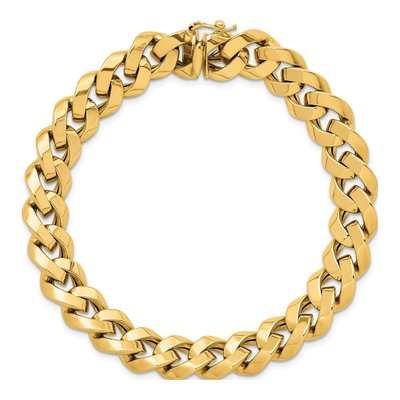 14K Yellow Gold 11mm Curb Chain Bracelet – view 6