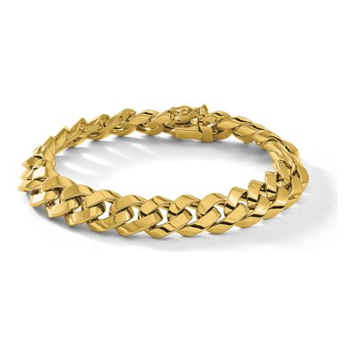 14K Yellow Gold 11mm Curb Chain Bracelet – view 8