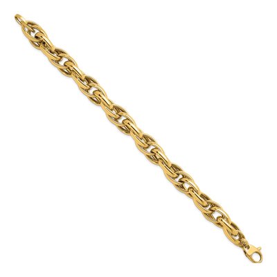 14K Yellow Gold 11.8mm Hollow Fancy Link Chain Bracelet – view 3