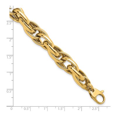 14K Yellow Gold 11.8mm Hollow Fancy Link Chain Bracelet – view 4