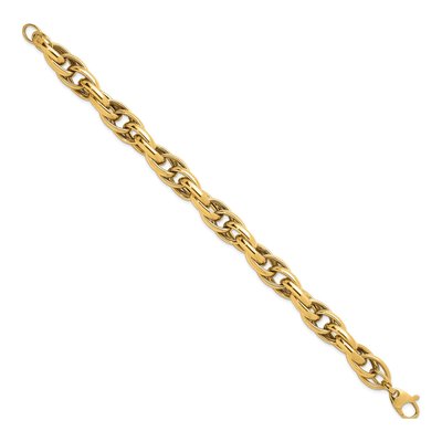 14K Yellow Gold 11.8mm Hollow Fancy Link Chain Bracelet – view 3