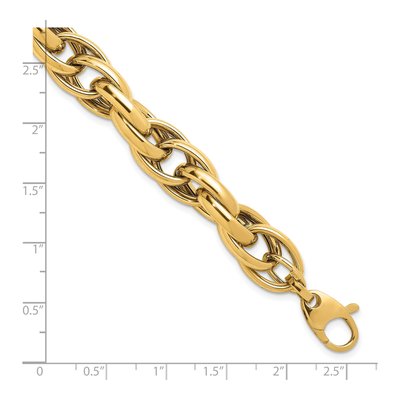 14K Yellow Gold 11.8mm Hollow Fancy Link Chain Bracelet – view 4