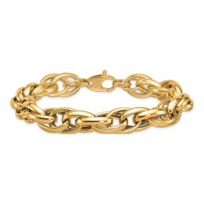 14K Yellow Gold 11.8mm Hollow Fancy Link Chain Bracelet – view 5