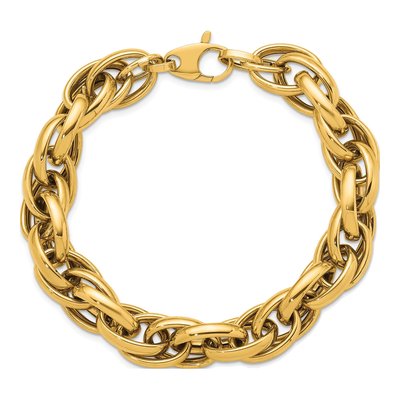 14K Yellow Gold 11.8mm Hollow Fancy Link Chain Bracelet – view 6