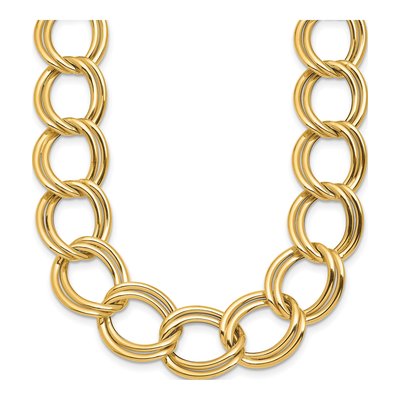14K Yellow Gold 16mm Hollow Double Open Link Chain