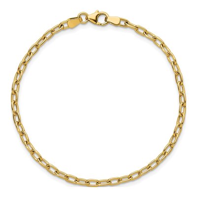 14K Yellow Gold 2.9mm Oval Cable Chain Bracelet – view 6