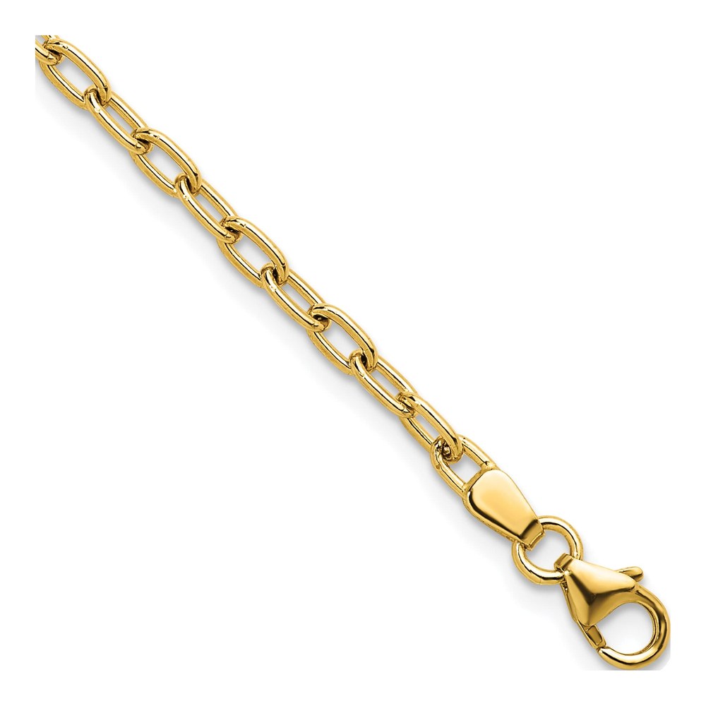 Herco 14K Yellow Gold Polished 2.9mm Solid Oval Link Cable 7.25 Inch Chain Bracelet with Lobster Clasp