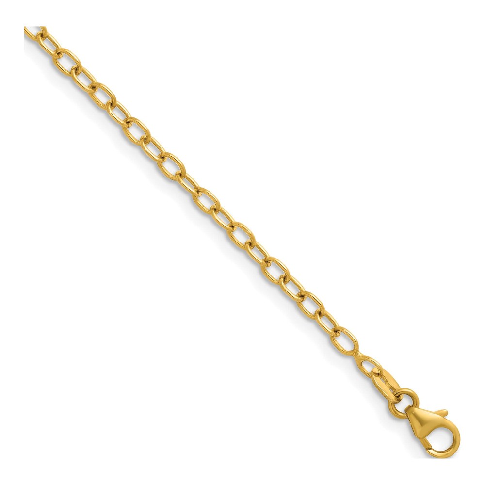 Herco 14K Yellow Gold Polished 3.0mm Elongated Oval Link 24 Inch Chain Necklace with Lobster Clasp