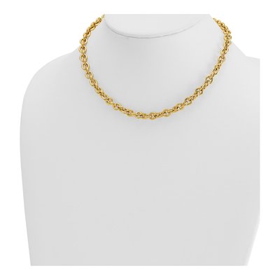 14K Yellow Gold 7mm Hollow Open Cable Chain – view 5