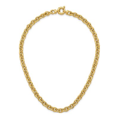 14K Yellow Gold 7mm Hollow Open Cable Chain – view 7