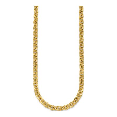 14K Yellow Gold 7mm Hollow Open Cable Chain – view 4