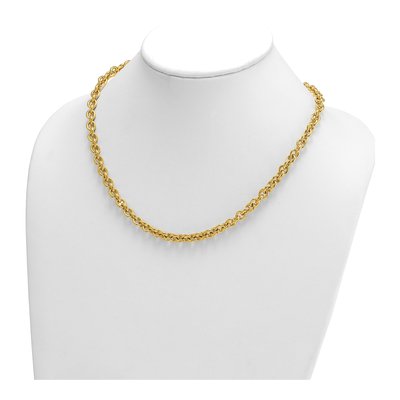 14K Yellow Gold 7mm Hollow Open Cable Chain – view 5