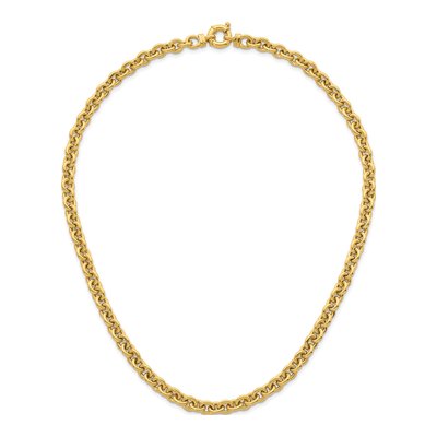 14K Yellow Gold 7mm Hollow Open Cable Chain – view 7