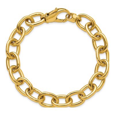 14K Yellow Gold 11.4mm Oval Link Chain Bracelet – view 4