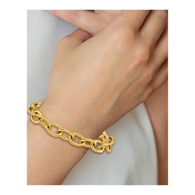 14K Yellow Gold 11.4mm Oval Link Chain Bracelet – view 6