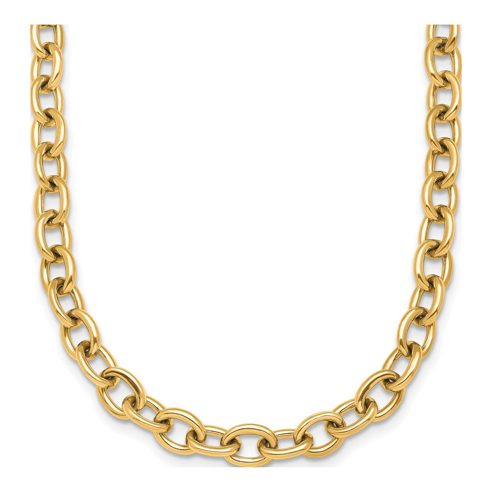 Herco 14K Yellow Gold Polished Solid 6.5mm Oval Link 30 Inch Chain Necklace with Lobster Clasp
