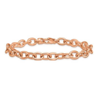 14K Rose Gold 7.7mm Oval Open Link Chain Bracelet – view 3