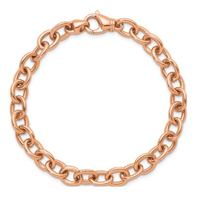 14K Rose Gold 7.7mm Oval Open Link Chain Bracelet – view 4