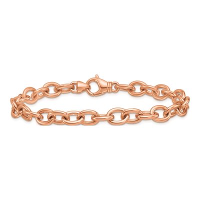 14K Rose Gold 7.7mm Oval Open Link Chain Bracelet – view 3