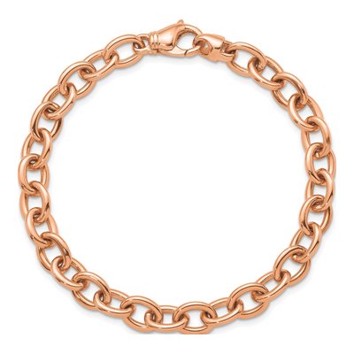 14K Rose Gold 7.7mm Oval Open Link Chain Bracelet – view 4