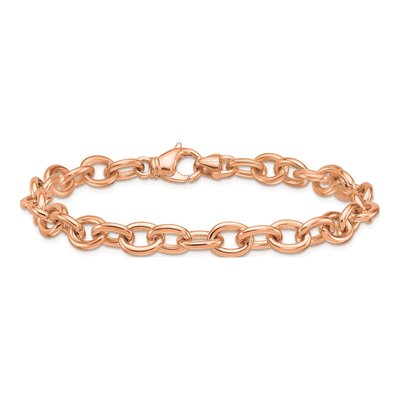 14K Rose Gold 7.7mm Oval Open Link Chain Bracelet – view 3