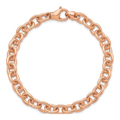 14K Rose Gold 7.7mm Oval Open Link Chain Bracelet – view 4