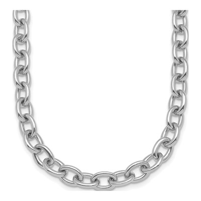 14K White Gold 7.7mm Oval Open Link Chain