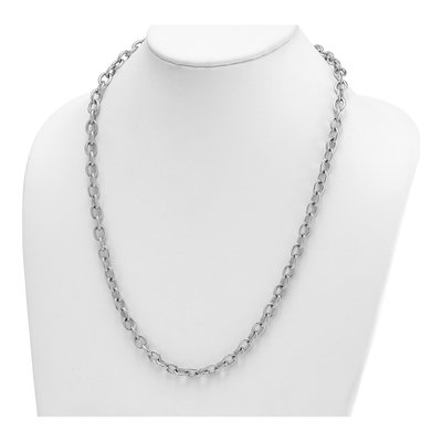 14K White Gold 7.7mm Oval Open Link Chain – view 3