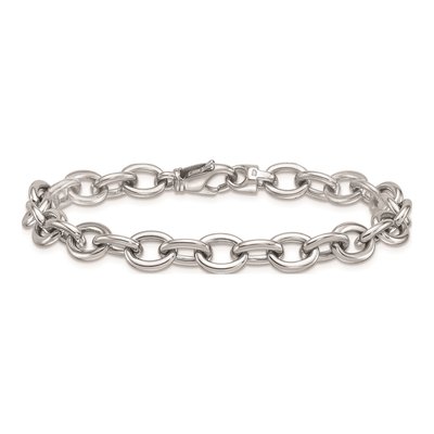 14K White Gold 7.7mm Oval Open Link Chain Bracelet – view 3
