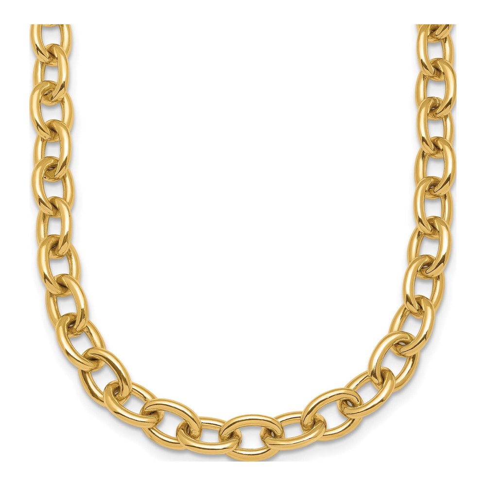 Herco 14K Yellow Gold Polished Solid 7.7mm Oval Link 20 Inch Chain Necklace with Lobster Clasp