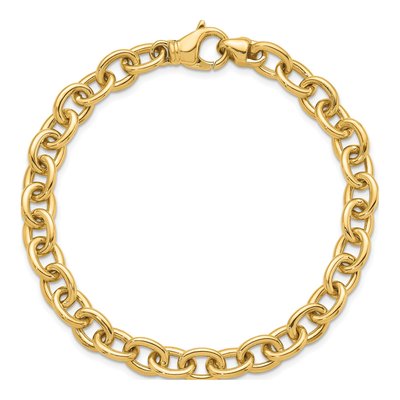 14K Yellow Gold 7.7mm Oval Link Chain Bracelet – view 5