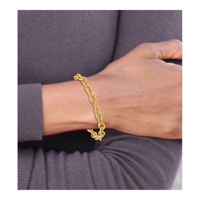 14K Yellow Gold 7.7mm Oval Link Chain Bracelet – view 7