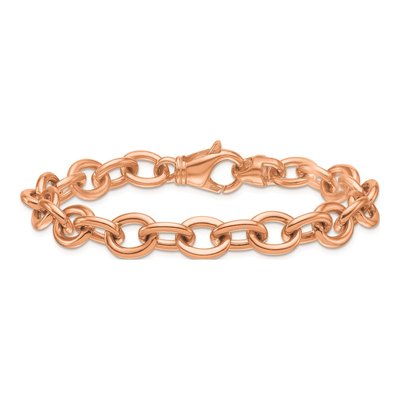 14K Rose Gold 9mm Oval Open Link Chain Bracelet – view 3