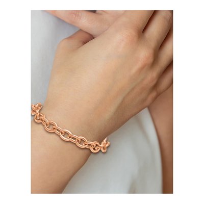 14K Rose Gold 9mm Oval Open Link Chain Bracelet – view 6