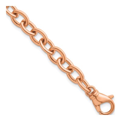 14K Rose Gold 9mm Oval Open Link Chain Bracelet