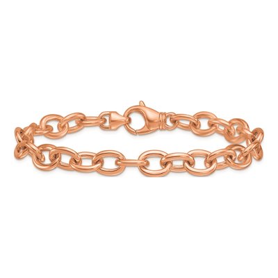 14K Rose Gold 9mm Oval Open Link Chain Bracelet – view 3
