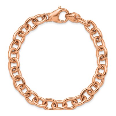 14K Rose Gold 9mm Oval Open Link Chain Bracelet – view 4