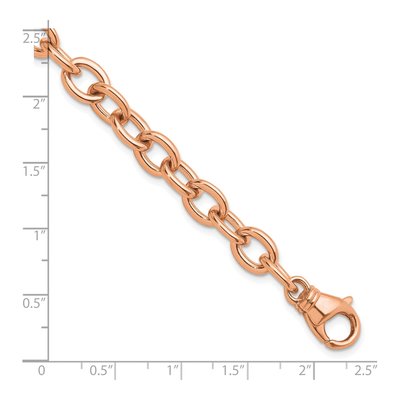 14K Rose Gold 9mm Oval Open Link Chain Bracelet – view 5