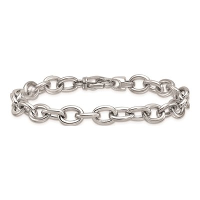 14K White Gold 9mm Oval Open Link Chain Bracelet – view 4