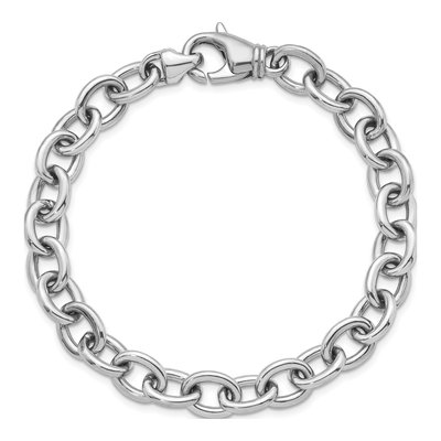 14K White Gold 9mm Oval Open Link Chain Bracelet – view 5