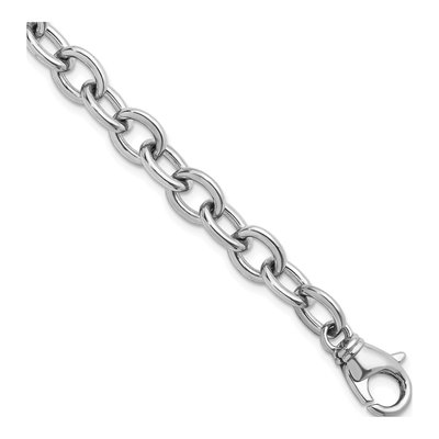 14K White Gold 9mm Oval Open Link Chain Bracelet